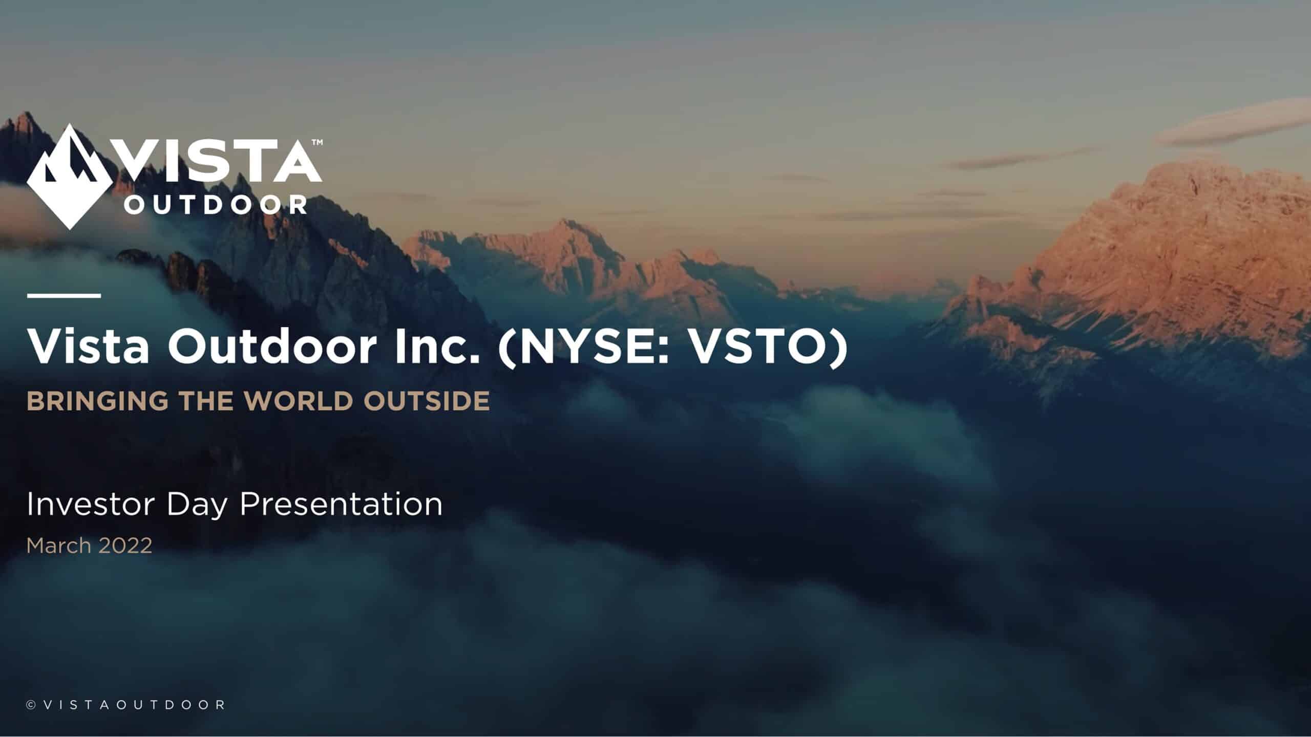 Investor Days Presentation for Vista Outdoor